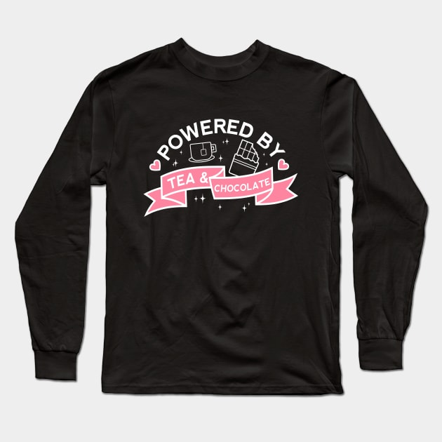 Powered By Tea & Chocolate Long Sleeve T-Shirt by thingsandthings